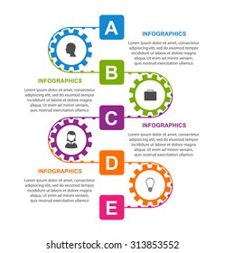 Flat infographic design template with colors gears 