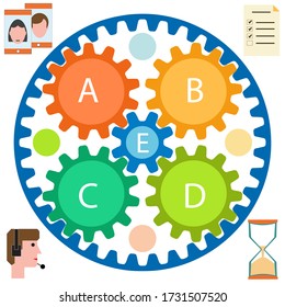 Flat infographic design template. Vector illustration for strategic business planning. Four colorful elements with icons. For use in web design.