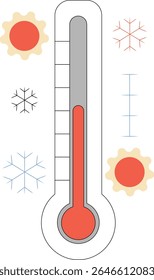 Flat Infographic Displaying Temperature Rise Graph With Melting Ice Icons in a Clean Modern Style for Climate Change Awareness Theme - Vector Illustration