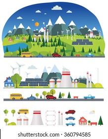 flat infographic eco plant design with graphics elements, set elements collections