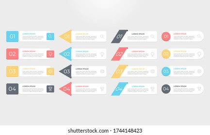 Flat infographic element set. Business concept with 4 steps.