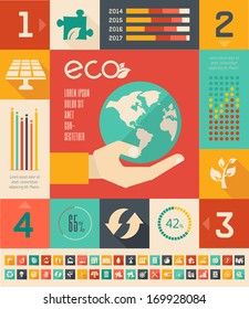 Flat Infographic Elements. Opportunity to Highlight any Country on the World Map. Vector Illustration EPS 10.
