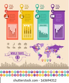 Flat Infographic Elements plus Icon Set. Vector EPS 10.
