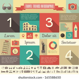 Flat Infographic Elements plus Icon Set. Vector EPS 10.