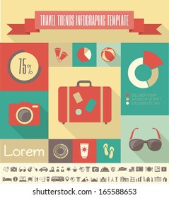 Flat Infographic Elements plus Icon Set. Vector EPS 10.