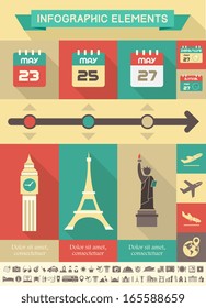 Flat Infographic Elements plus Icon Set. Vector EPS 10.