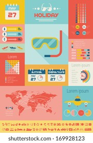 Flat Infographic Elements plus Icon Set. Vector EPS 10.
