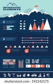 Flat Infographic Elements plus Icon Set. Vector EPS 10.