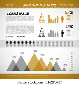 Flat infographic elements with separation and evaluation between men and women and percent ratio vector illustration
