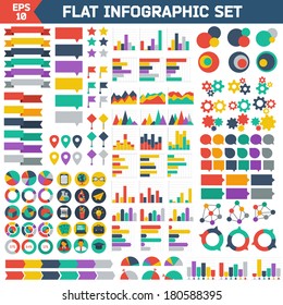 Flat Infographic Elements Set. Colorful Template For You Design, Web And Mobile Applications. 