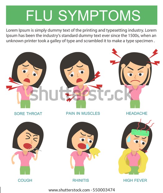 Flat Infographic Flu Symptoms Influenza On Stock Vector (Royalty Free ...