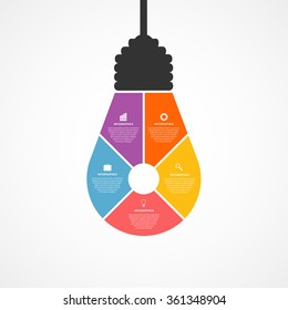 Flat infographic with light bulb banner. Vector illustration. 