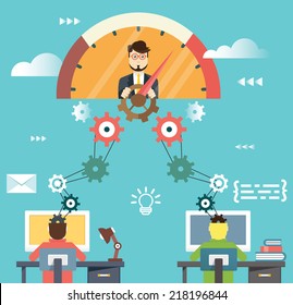 Flat infographic of management human resources and business success - vector illustration