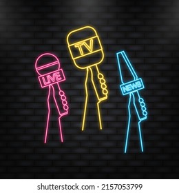Flat infographic with mass media. Neon vector. Business icon