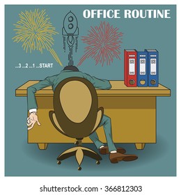 Flat infographic. Office routine.