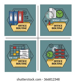  Flat infographic. Office routine.