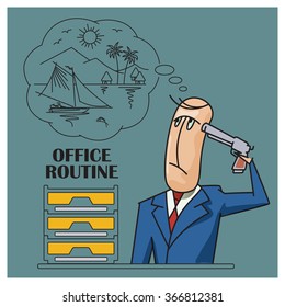  Flat infographic. Office routine.