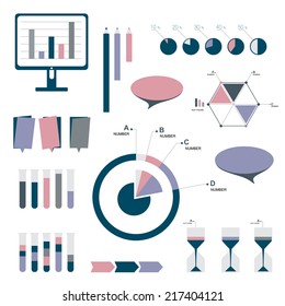 Flat infographic set of charts, bubbles, diagrams. vector editable elements. 