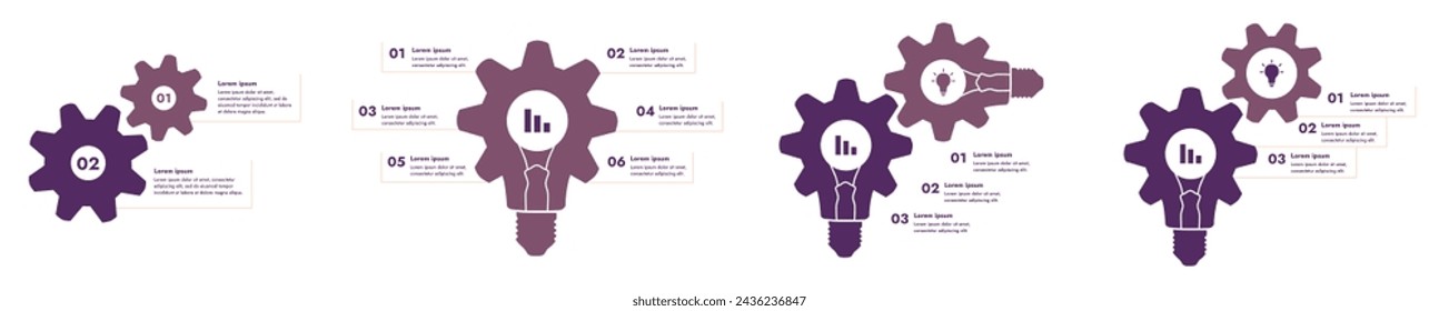 Conjunto de infografía plana cuenta con un diseño moderno y minimalista que ilustra un proceso de información o secuencia de eventos en un negocio. Para presentaciones, sitios web o folletos.
