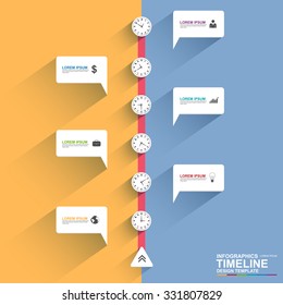 Flat infographic timeline with long shadow vector design template