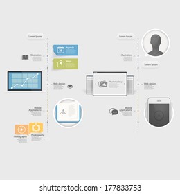 Flat Infographics design UI Elements with icons for templates.Collectio n of colorful flat kit UI navigation elements with icons for personal portfolio website templates