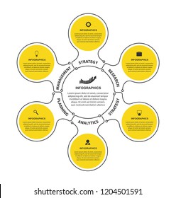 Flat Infographics template with 6 options or steps. Infographics for business presentations or information banner.