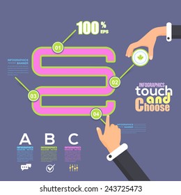 Flat Infographics Template and Arrow and Web Elements - Business, Marketing Touch and Choose Concept Vector Design 