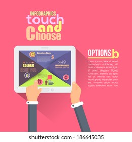 Flat Infographics Template and Web Elements - Business, Marketing Touch and Choose Concept Vector Design