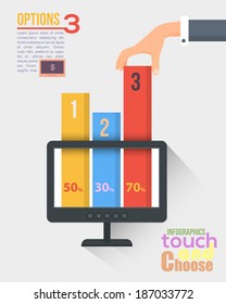 Flat Infographics Template and Web Elements - Business, Marketing Touch and Choose Concept Vector Design