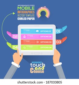 Flat Infographics Template and Web Elements - Business, Marketing Touch and Choose Concept Vector Design