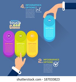 Flat Infographics Template and Web Elements - Business, Marketing Touch and Choose Concept Vector Design