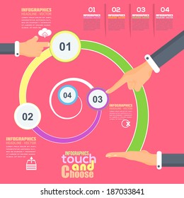 Flat Infographics Template and Web Elements - Business, Marketing Touch and Choose Concept Vector Design