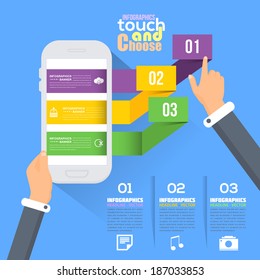 Flat Infographics Template and Web Elements - Business, Marketing Touch and Choose Concept Vector Design