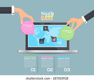 Flat Infographics Template and Web Elements - Business, Marketing Touch and Choose Concept Vector Design
