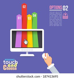 Flat Infographics Template and Web Elements - Business, Marketing Touch and Choose Concept Vector Design