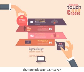 Flat Infographics Template and Web Elements - Business, Marketing Touch and Choose Concept Vector Design
