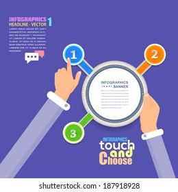 Flat Infographics Template and Web Elements - Business, Marketing Touch and Choose Concept Vector Design
