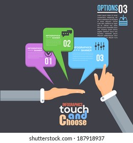 Flat Infographics Template and Web Elements - Business, Marketing Touch and Choose Concept Vector Design