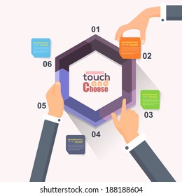 Flat Infographics Template and Web Elements - Business, Marketing Touch and Choose Concept Vector Design
