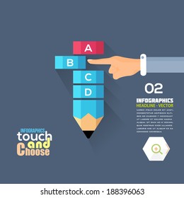 Flat Infographics Template and Web Elements - Business, Marketing Touch and Choose Concept Vector Design