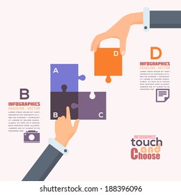 Flat Infographics Template and Web Elements - Business, Marketing Touch and Choose Concept Vector Design