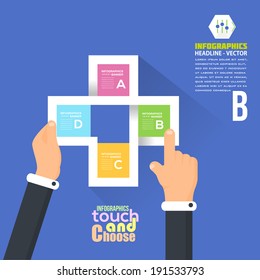 Flat Infographics Template and Web Elements - Business, Marketing Touch and Choose Concept Vector Design