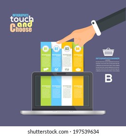 Flat Infographics Template and Web Elements - Business, Marketing Touch and Choose Concept Vector Design