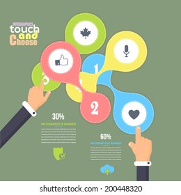 Flat Infographics Template and Web Elements - Business, Marketing Touch and Choose Concept Vector Design