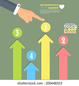 Flat Infographics Template and Web Elements - Business, Marketing Touch and Choose Concept Vector Design