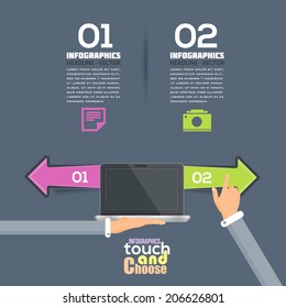 Flat Infographics Template and Web Elements - Business, Marketing Touch and Choose Concept Vector Design