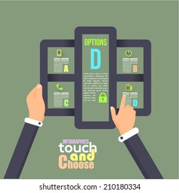 Flat Infographics Template and Web Elements - Business, Marketing Touch and Choose Concept Vector Design