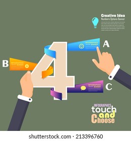 Flat Infographics Template and Web Elements - Business, Marketing Touch and Choose Concept Vector Design 