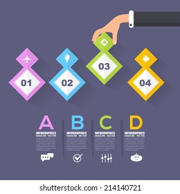 Flat Infographics Template and Web Elements - Business, Marketing Touch and Choose Concept Vector Design 
