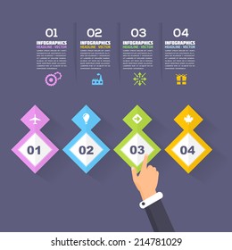 Flat Infographics Template and Web Elements - Business, Marketing Touch and Choose Concept Vector Design 